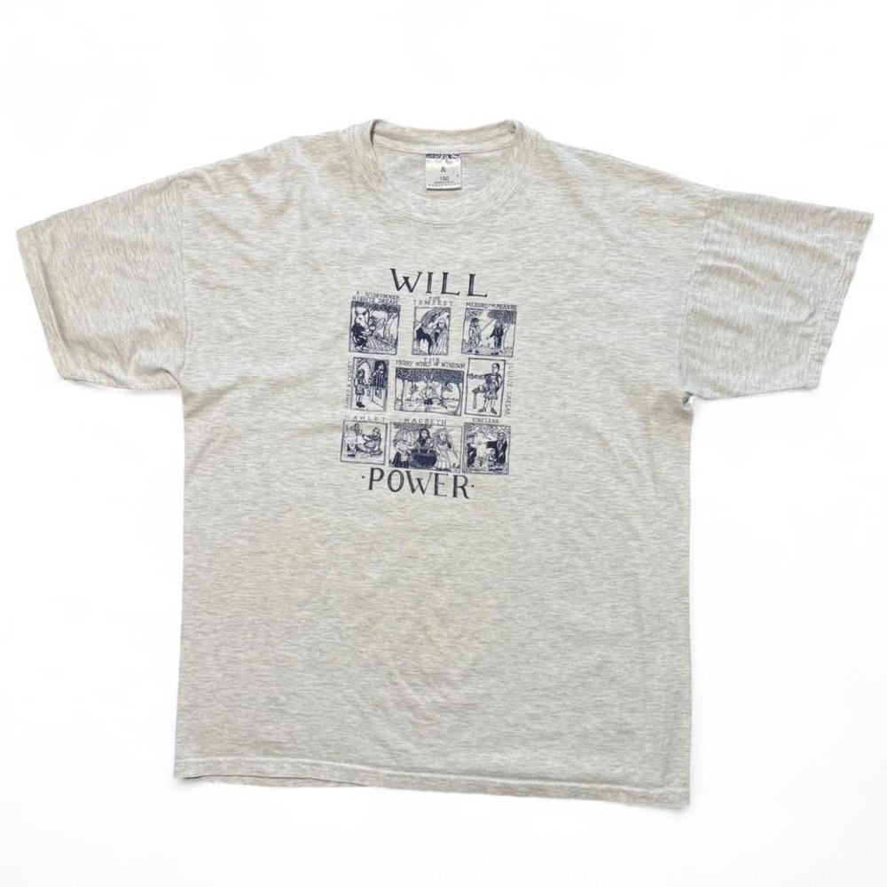 Vintage 90s William Shakespeare Will Power Graphic Poetry Book Quote Art T-shirt